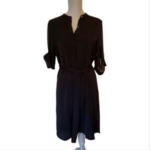 DKNYC Black Buttoned 3/4 Sleeve Shirt Dress Size M Medium